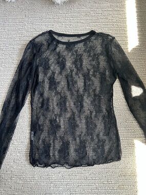 Sheer Black Long-Sleeve Overlay Top